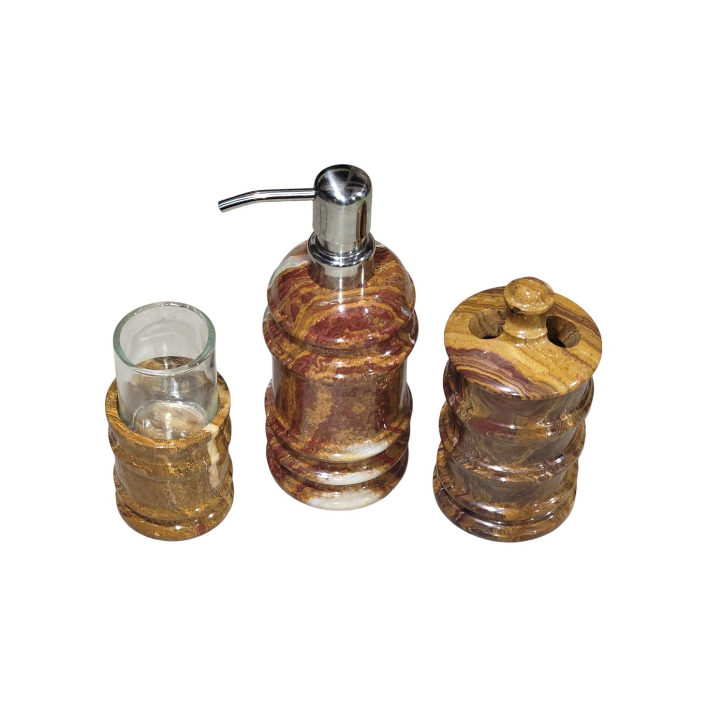 3 Piece Bathroom Set - Multi-Brown Onyx - Nature Home Decor