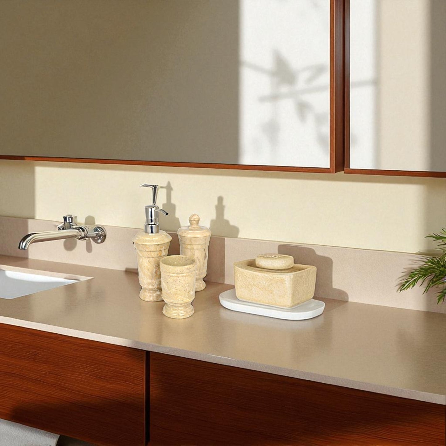Sahara Beige Marble 3 Piece Bathroom Set of Tasmanian COllection