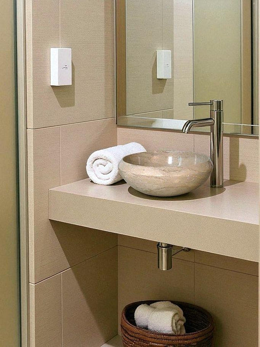 Bathroom Sink of Sahara Beige Marble - 16 inches Round