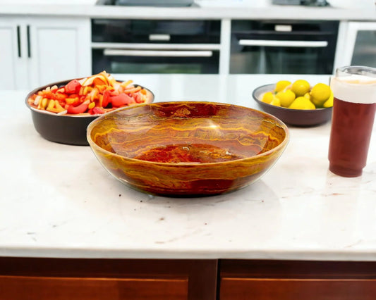 Decorative Fruit Bowl of Multi Brown Onyx - Nature Home Decor