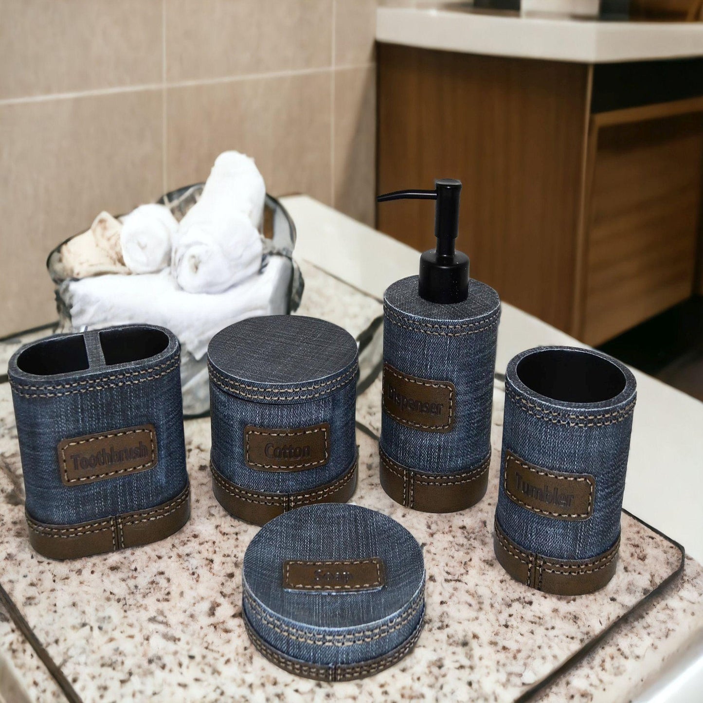 Bathroom Set of Denim Finish | Rainbow Elite Collection - Nature Home Decor