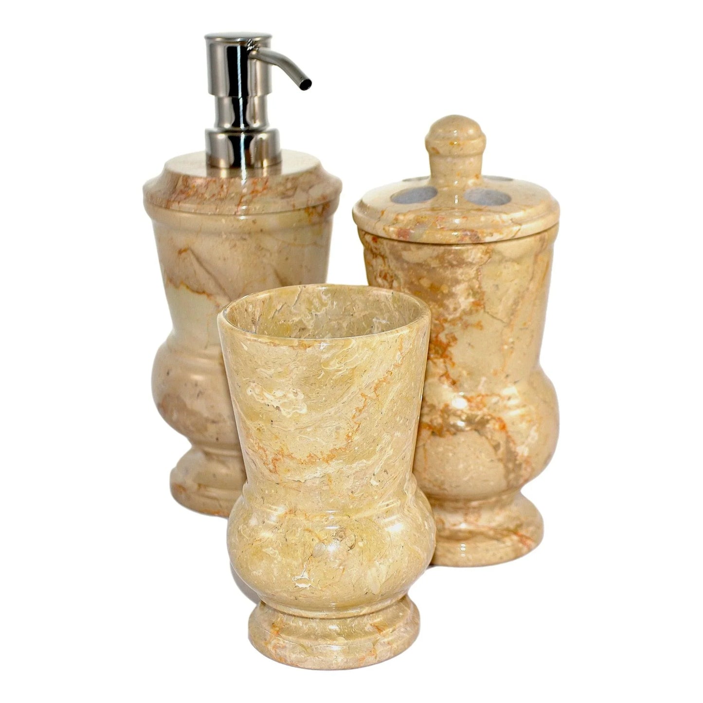 3-Piece Bath Set of Sahara Beige Marble - Nature Home Decor