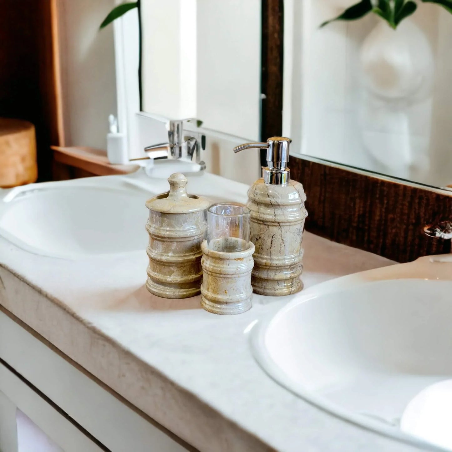 3 Piece Bath Set | Marble Bath Set - Nature Home Decor