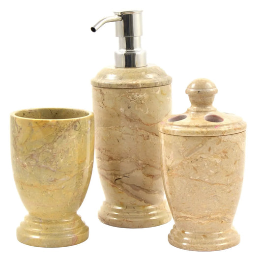 3 Piece Bathroom Set - Sahara Beige Marble - Nature Home Decor