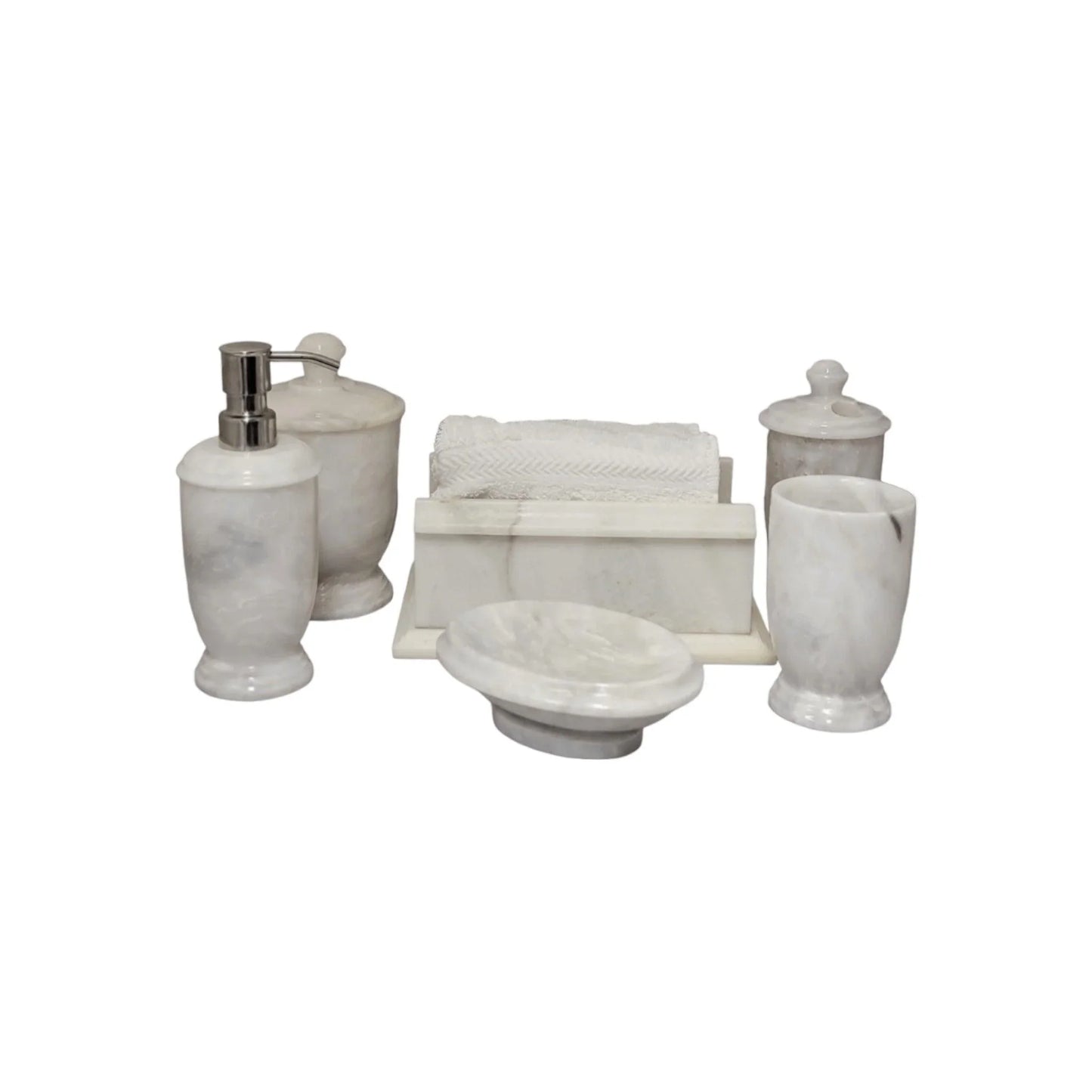 Bath Accessory Sets - White Marble Bathroom - Nature Home Decor