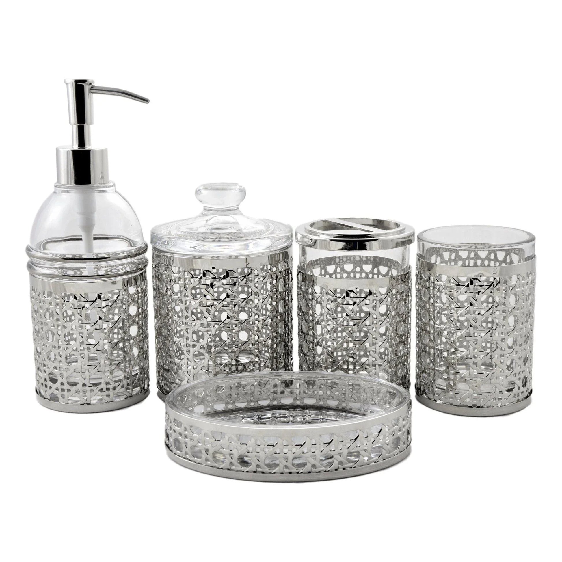 Complete Bathroom Sets | Glass 5-Piece Bathroom Set - Nature Home Decor