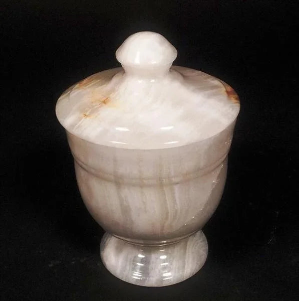 Bathroom Decor | White Onyx Cotton Swab Dispenser - Nature Home Decor