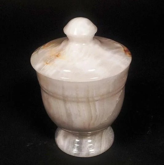 Bathroom Decor | White Onyx Cotton Swab Dispenser - Nature Home Decor