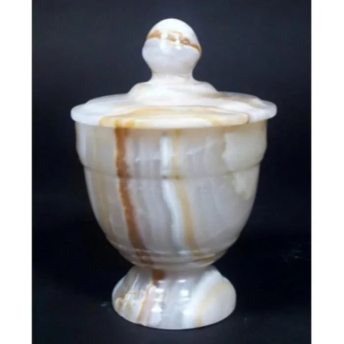 Bathroom Decor | White Onyx Cotton Swab Dispenser - Nature Home Decor