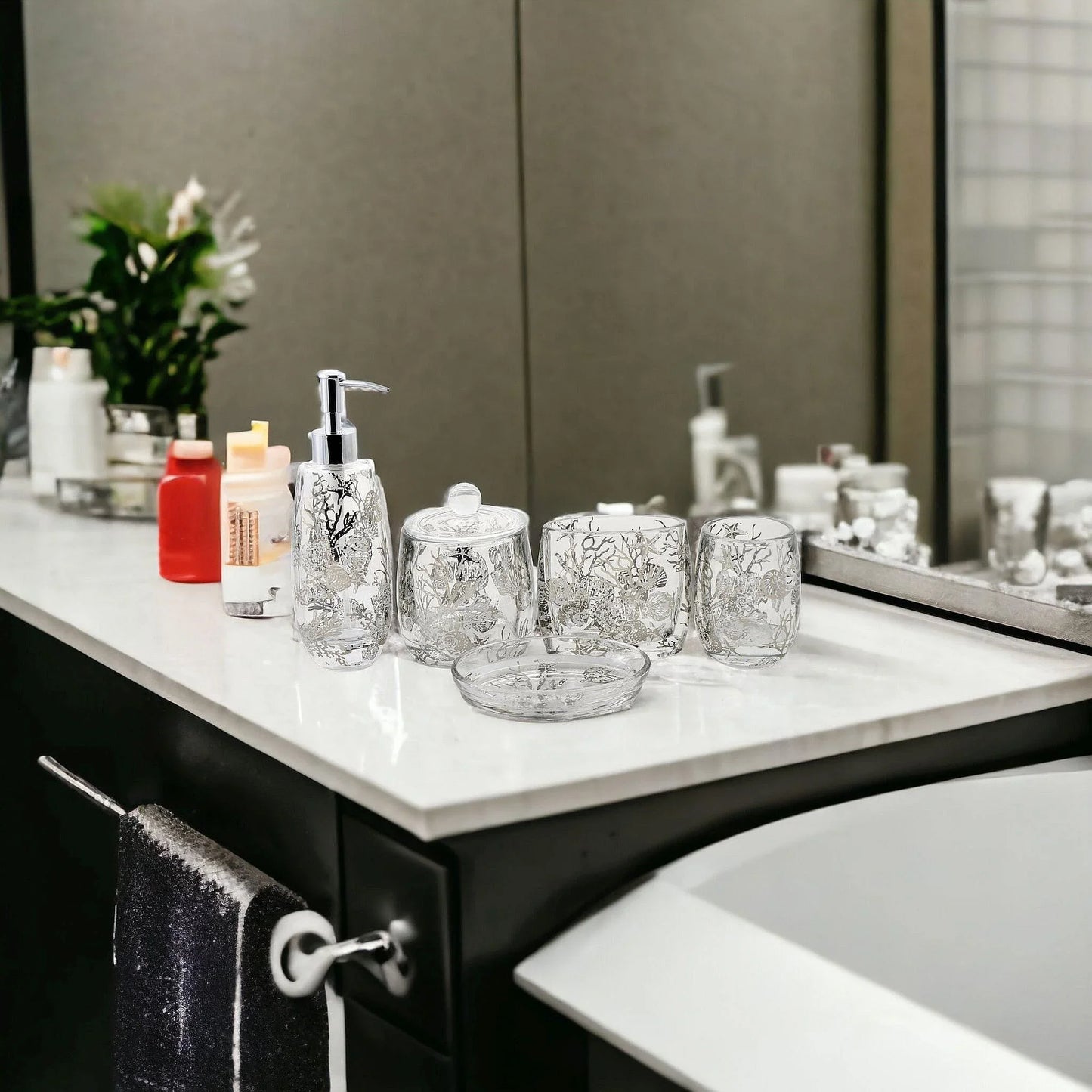 Bathroom Set of Glass in Antlers Design - Nature Home Decor