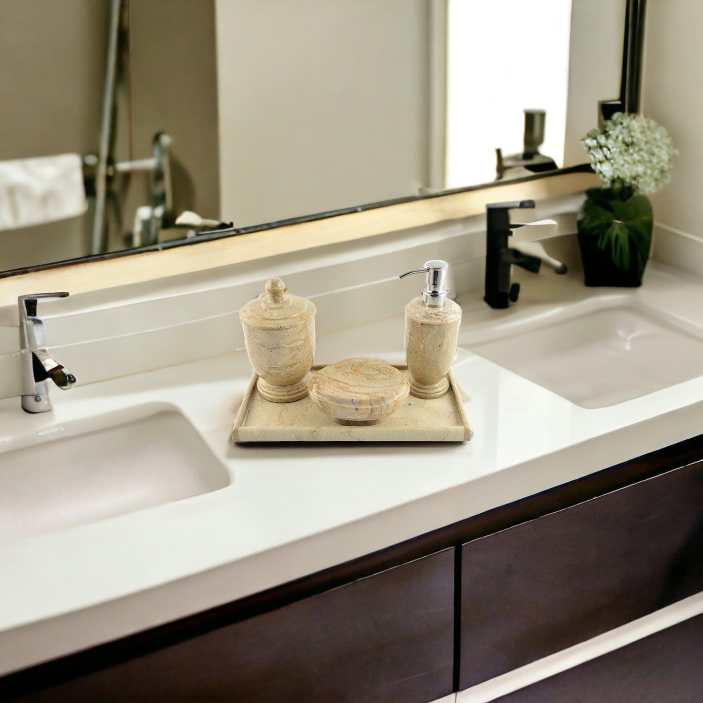 Bathroom Set of Sahara Beige Marble - Nature Home Decor