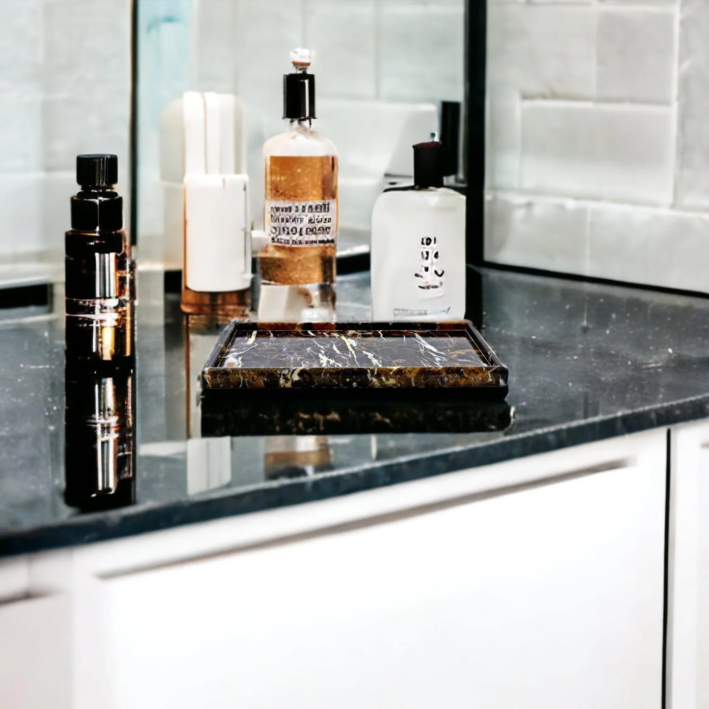 Bathroom Tray - Luxury Bathroom Vanity Tray of Michelangelo Marble - Nature Home Decor