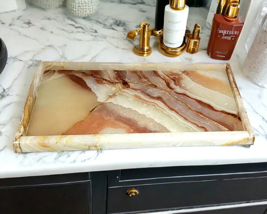 Bathroom Vanity Tray of Multi Brown Onyx - Nature Home Decor