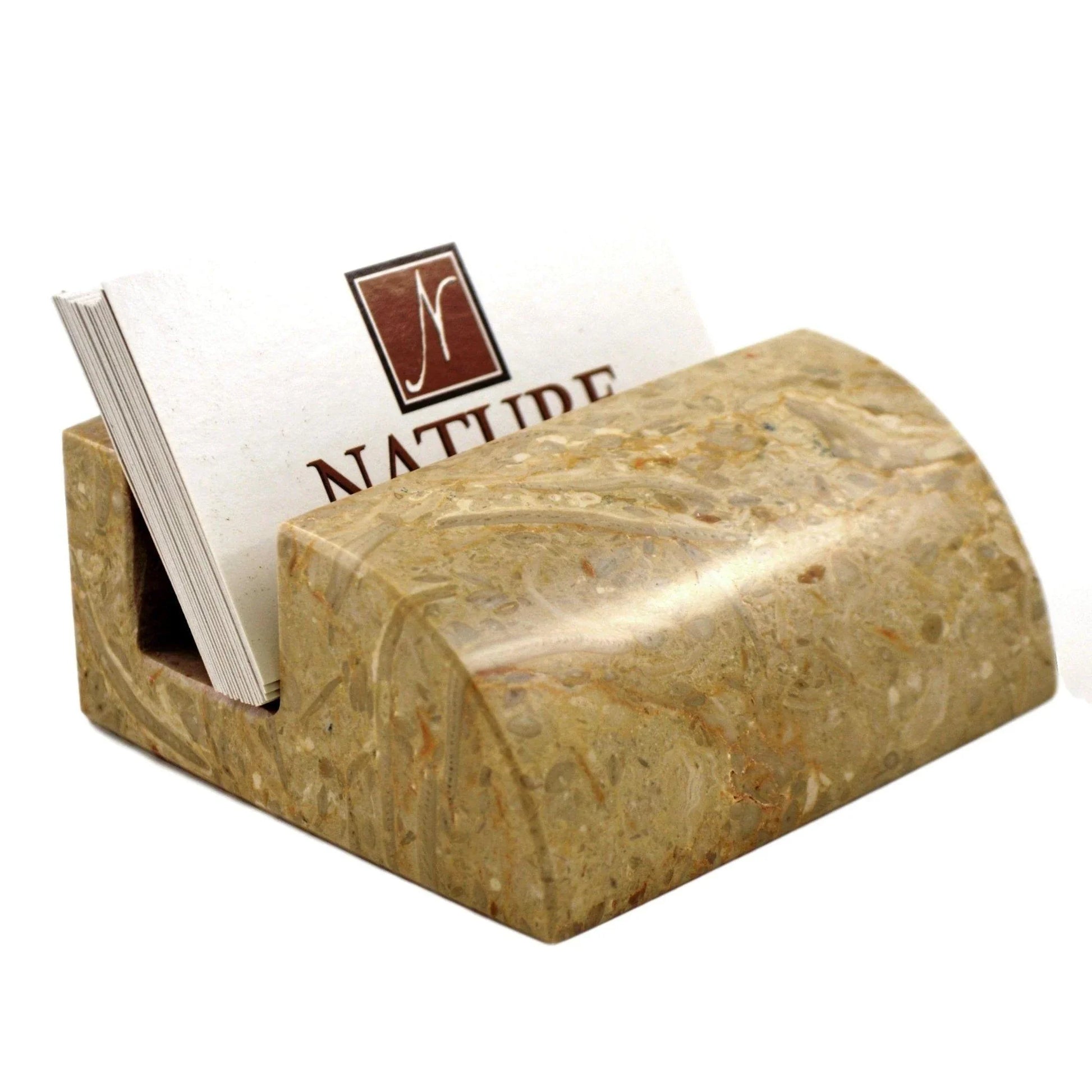 Business Card Stand of Beige Marble - Nature Home Decor
