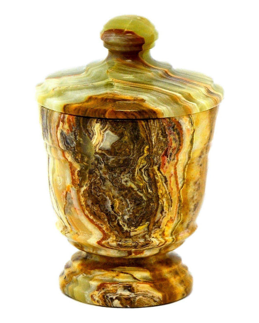 Classic Green Onyx Bathroom Canister | Cotton Ball Holder - Nature Home Decor