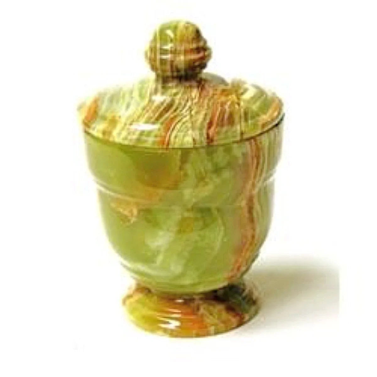 Classic Green Onyx Bathroom Canister | Cotton Ball Holder - Nature Home Decor
