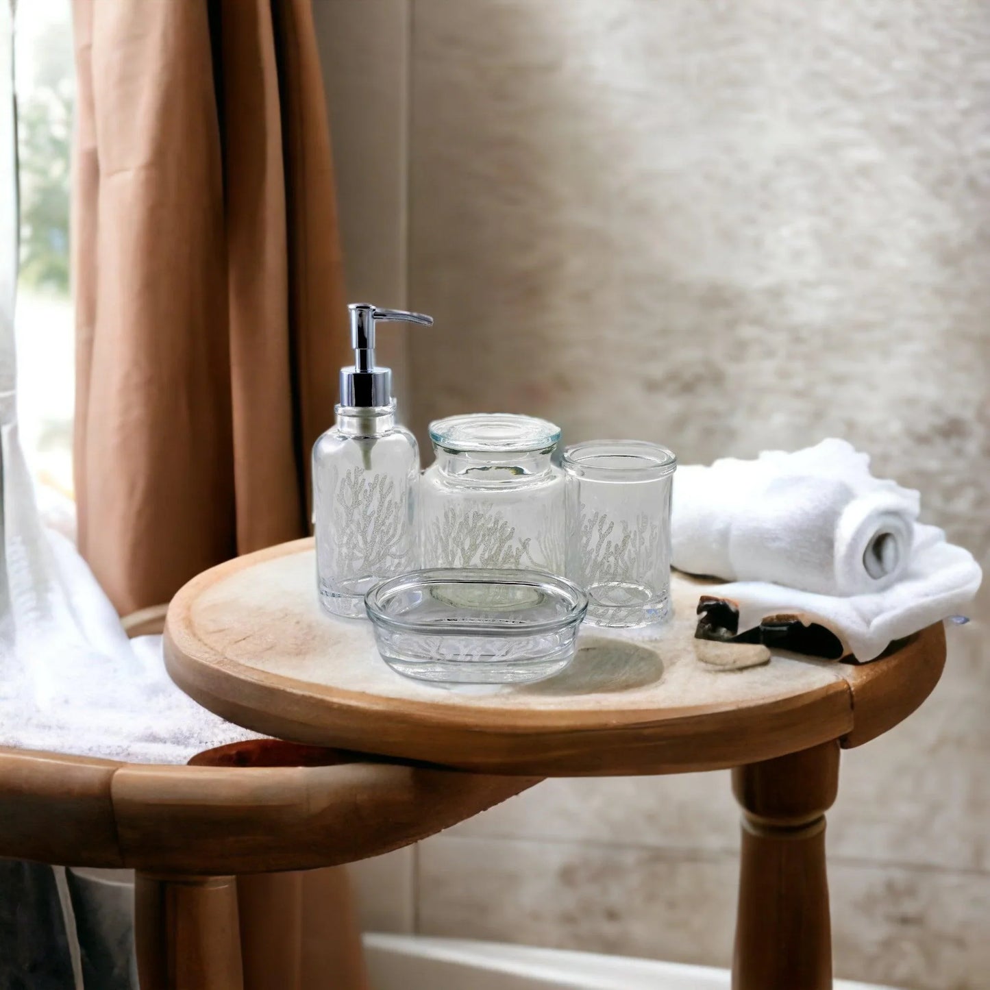Clear 4-Piece Bathroom Accessory Set | Arctic Collection - Nature Home Decor