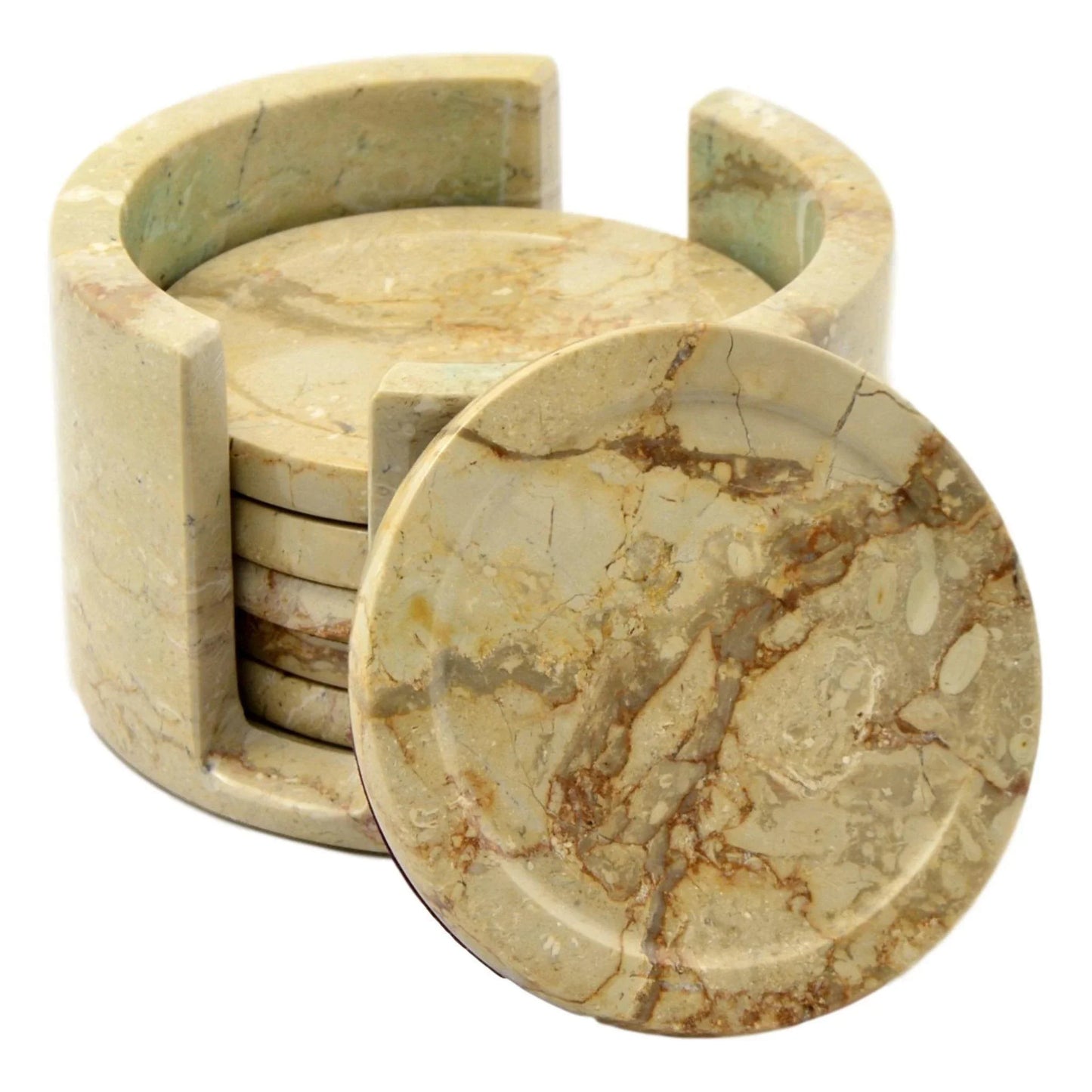 Sahara Beige Marble Coasters Set - Nature Home Decor