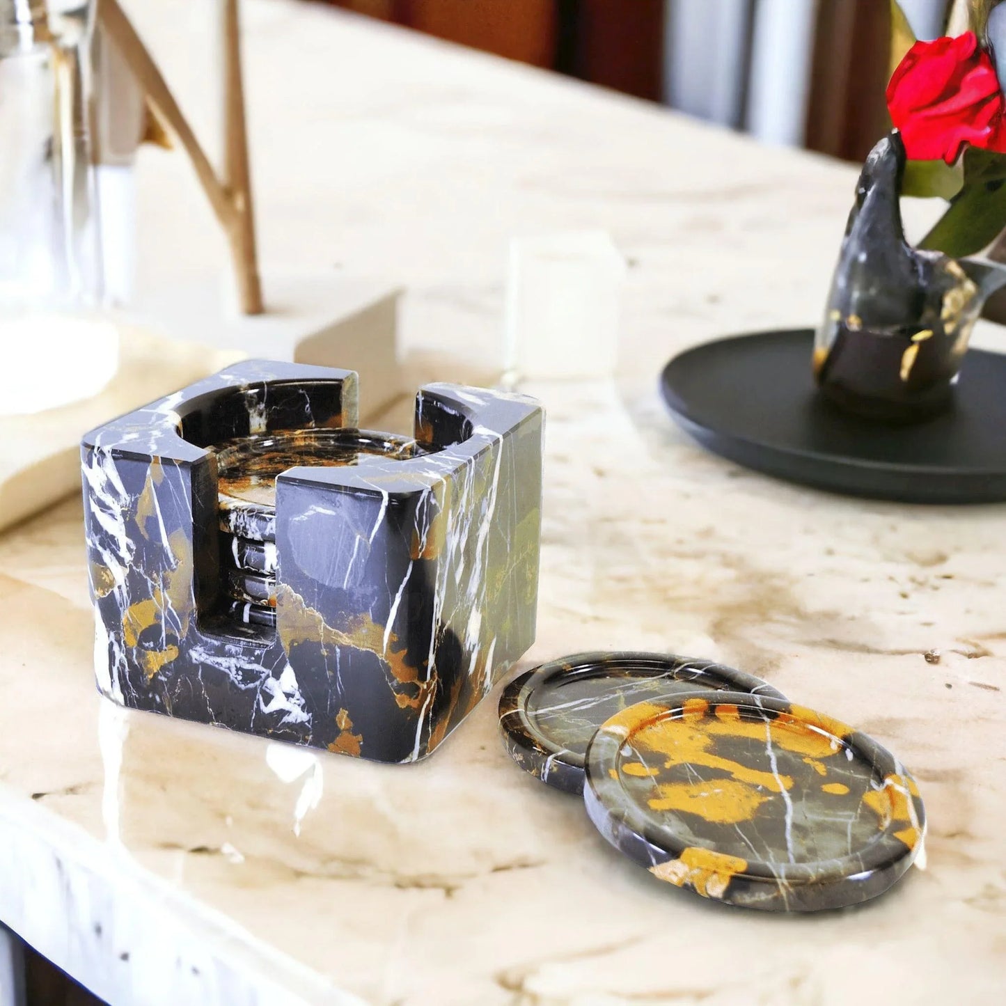 Michelangelo Marble Coaster Set - Nature Home Decor