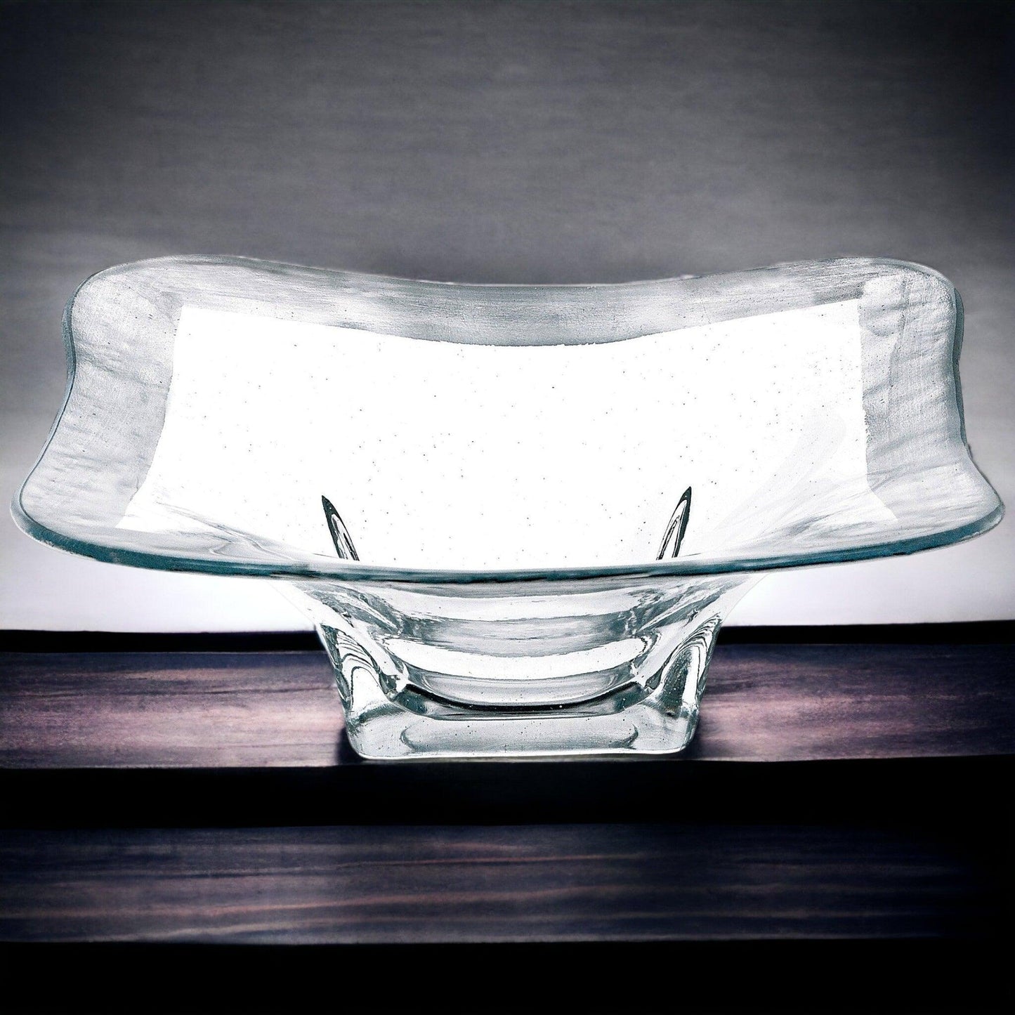Crystal Square Bowl with Silver Leaf Pattern - Nature Home Decor