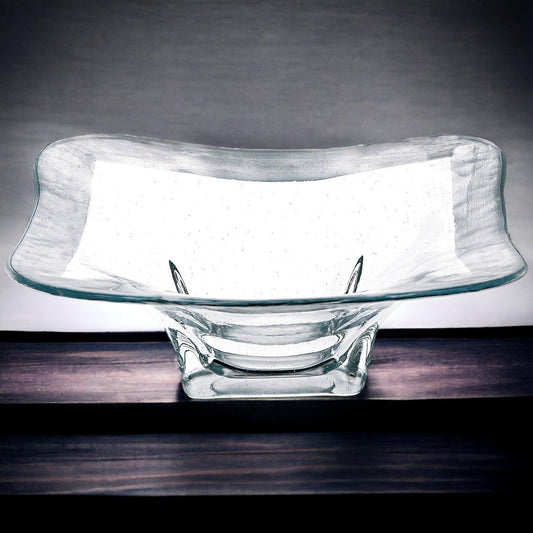 Crystal Square Bowl with Silver Leaf Pattern - Nature Home Decor