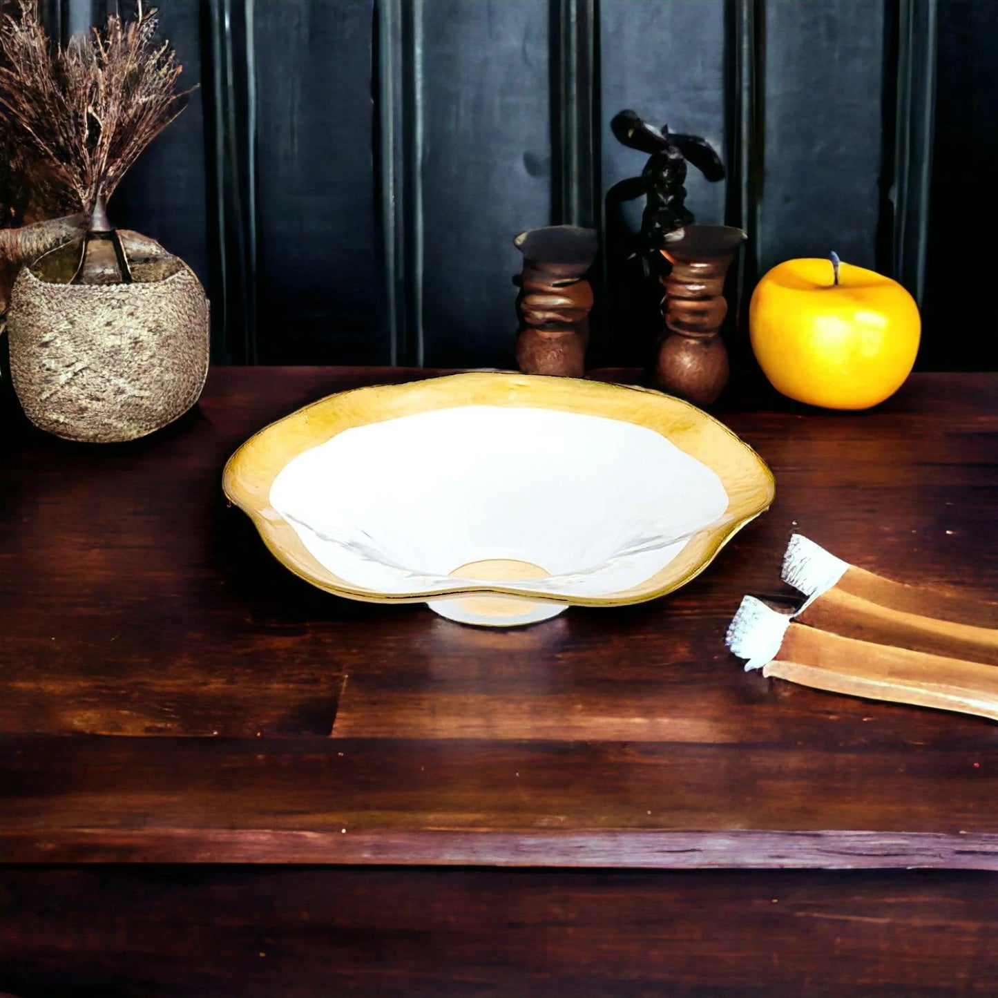 Genuine Gold Leaf Plated 8-inch Wave Bowl - Nature Home Decor
