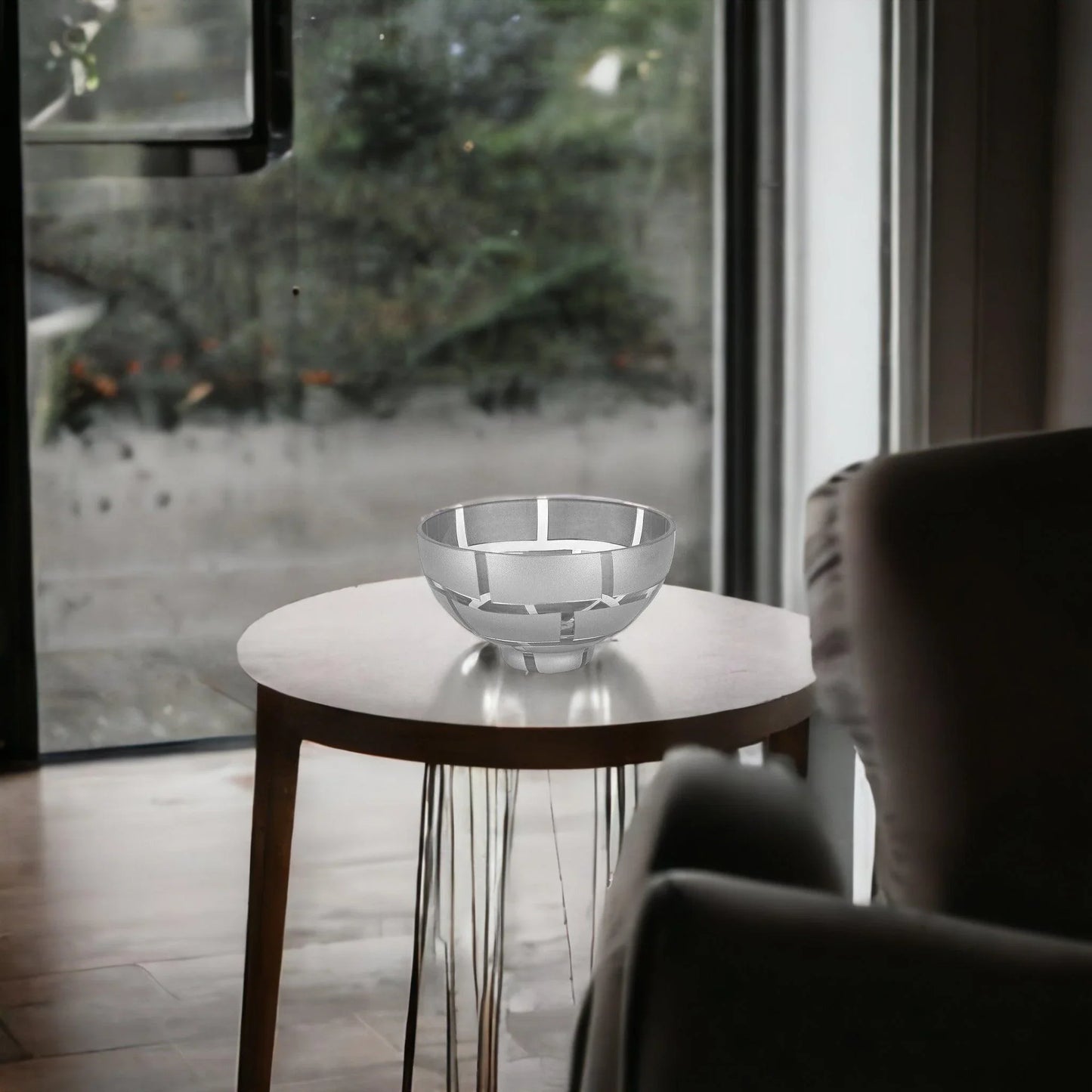 Decorative Crystal Bowl with Genuine Silver Leaf Pattern - Nature Home Decor
