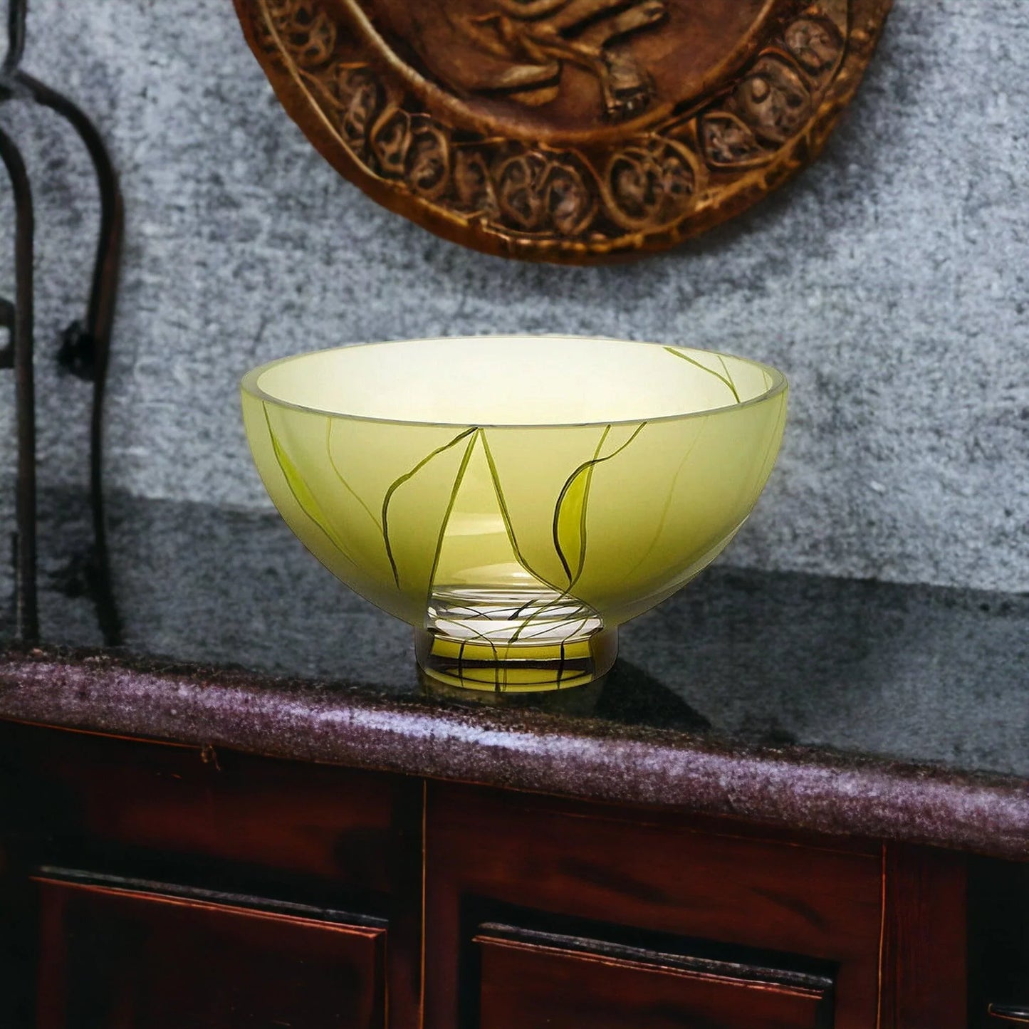 Evergreen Crystal Glass 7-inch Decorative Fruit Bowl - Nature Home Decor