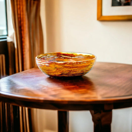 Decorative Fruit Bowl | Multi Brown Onyx 12 inch - Nature Home Decor