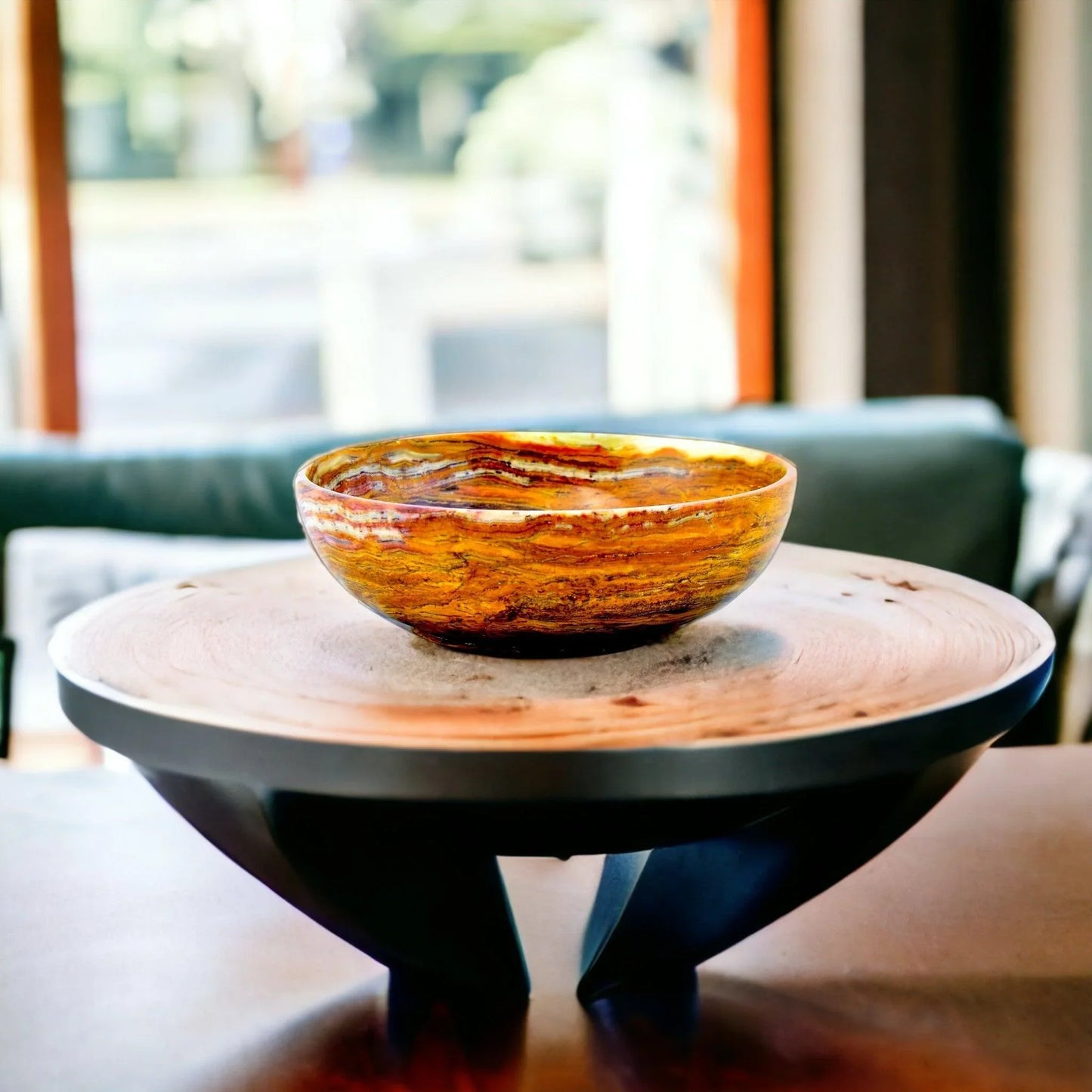 Decorative Fruit Bowl | Multi Brown Onyx 12 inch - Nature Home Decor