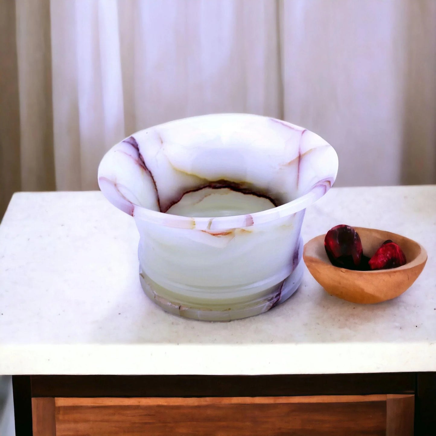 Decorative Fruit Bowl | White Onyx - Nature Home Decor