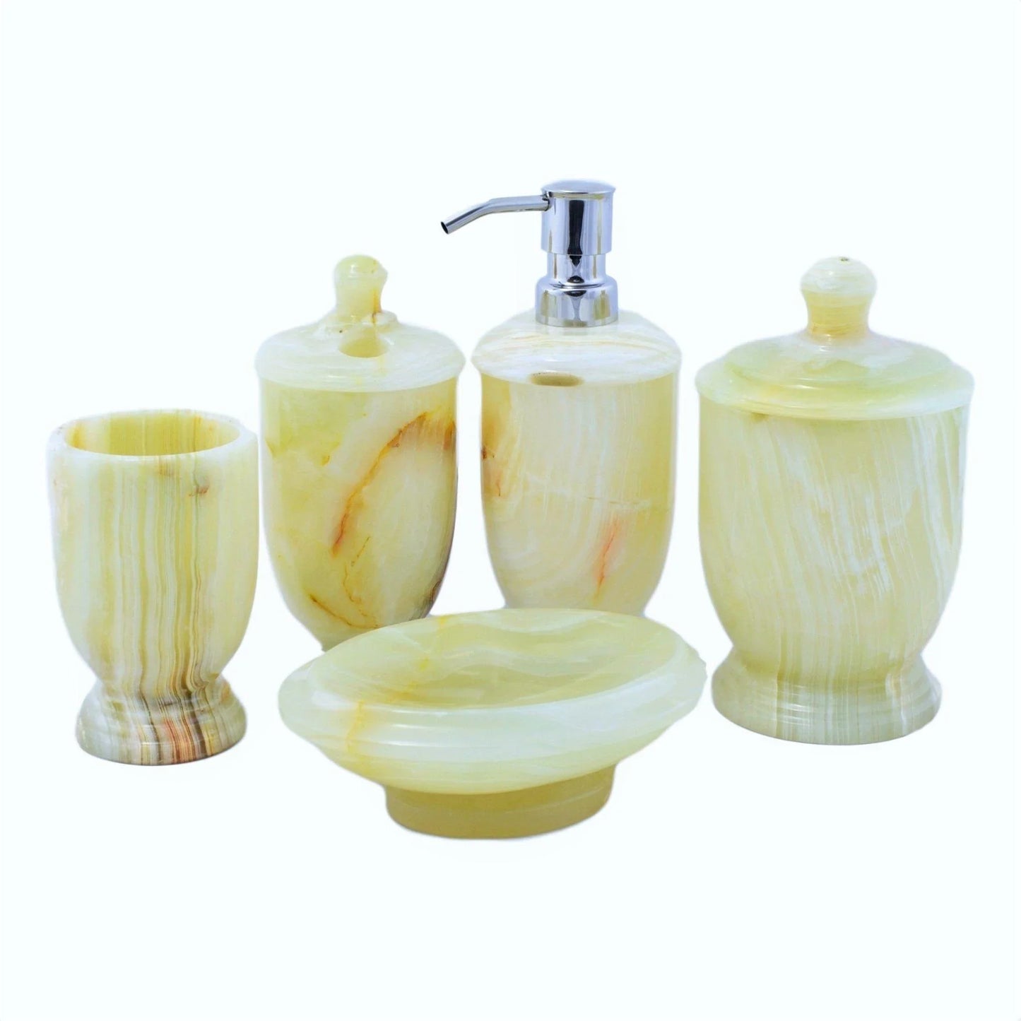 Decorative Jars | Cotton Ball Holder of Pistachio Onyx - Nature Home Decor