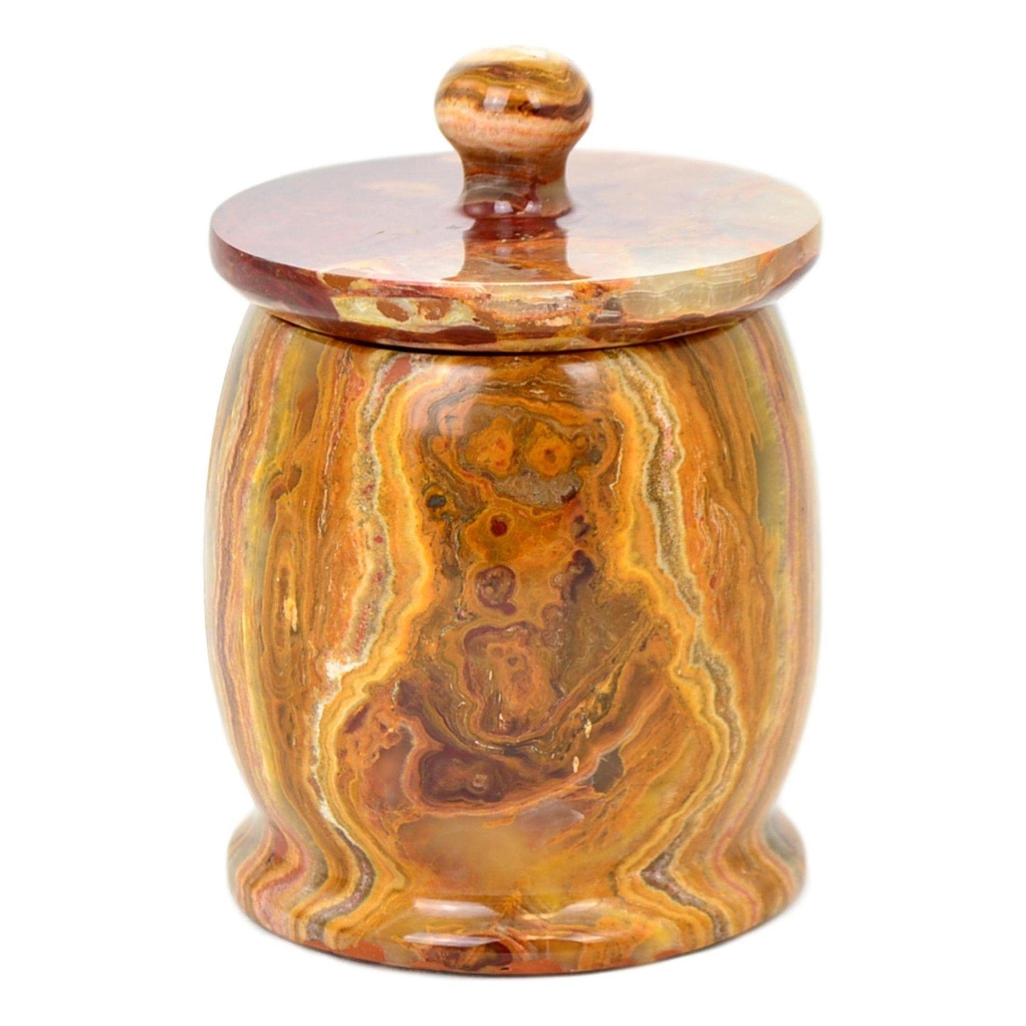 Decorative Jars | Cotton Balls Holder of Multi brown Onyx - Nature Home Decor