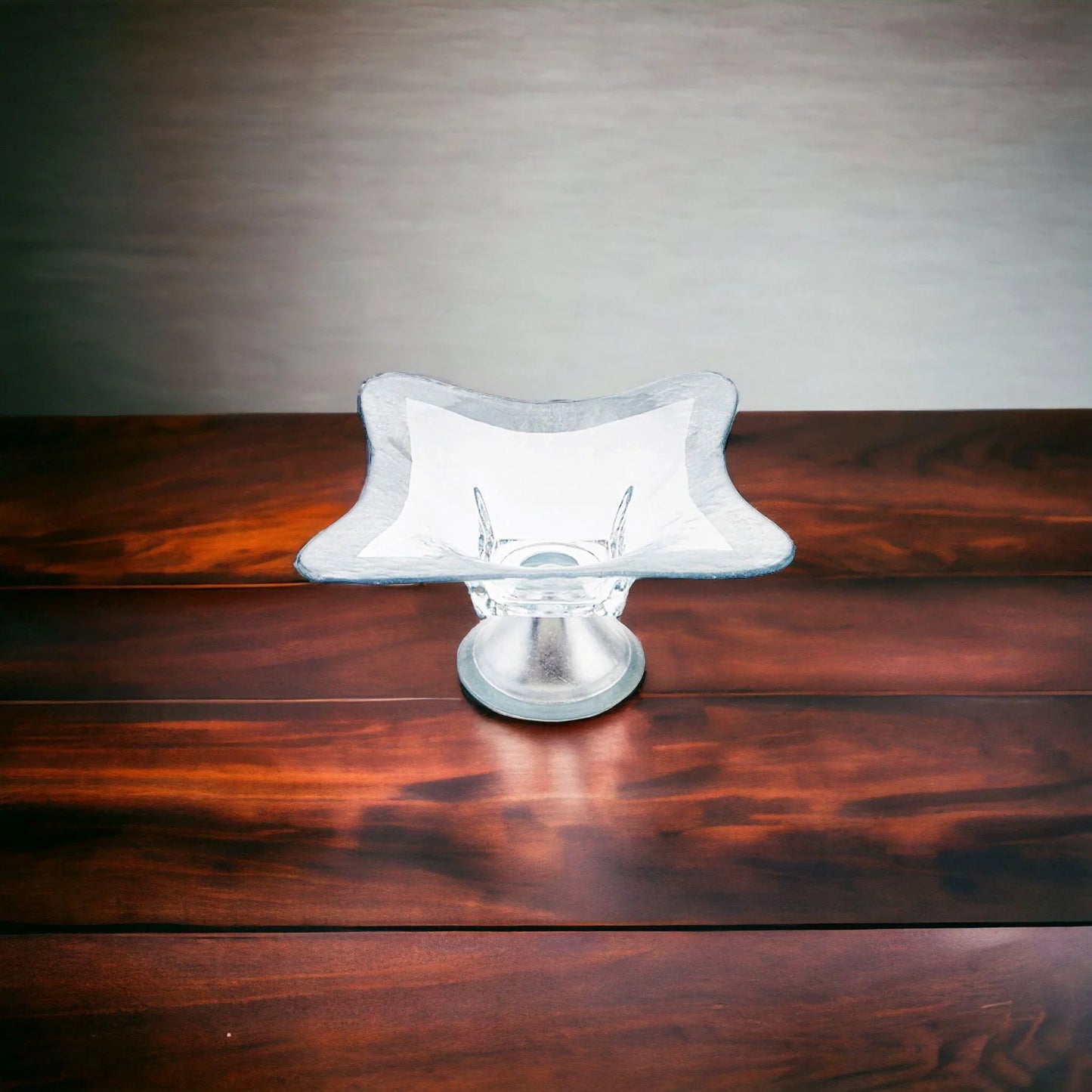 Decorative Pedestal Bowl with Genuine Silver Leaf Pattern - Nature Home Decor