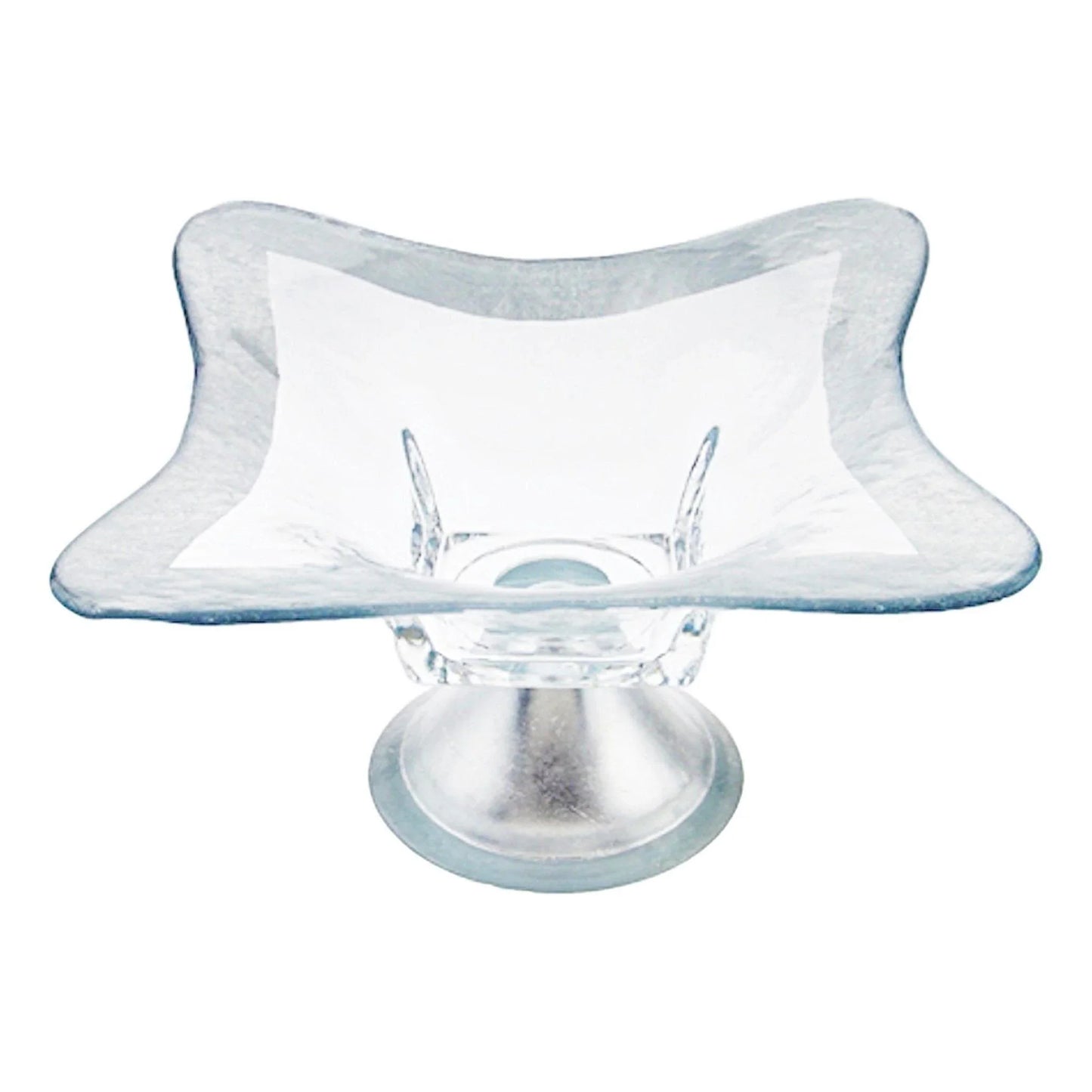 Decorative Pedestal Bowl with Genuine Silver Leaf Pattern - Nature Home Decor