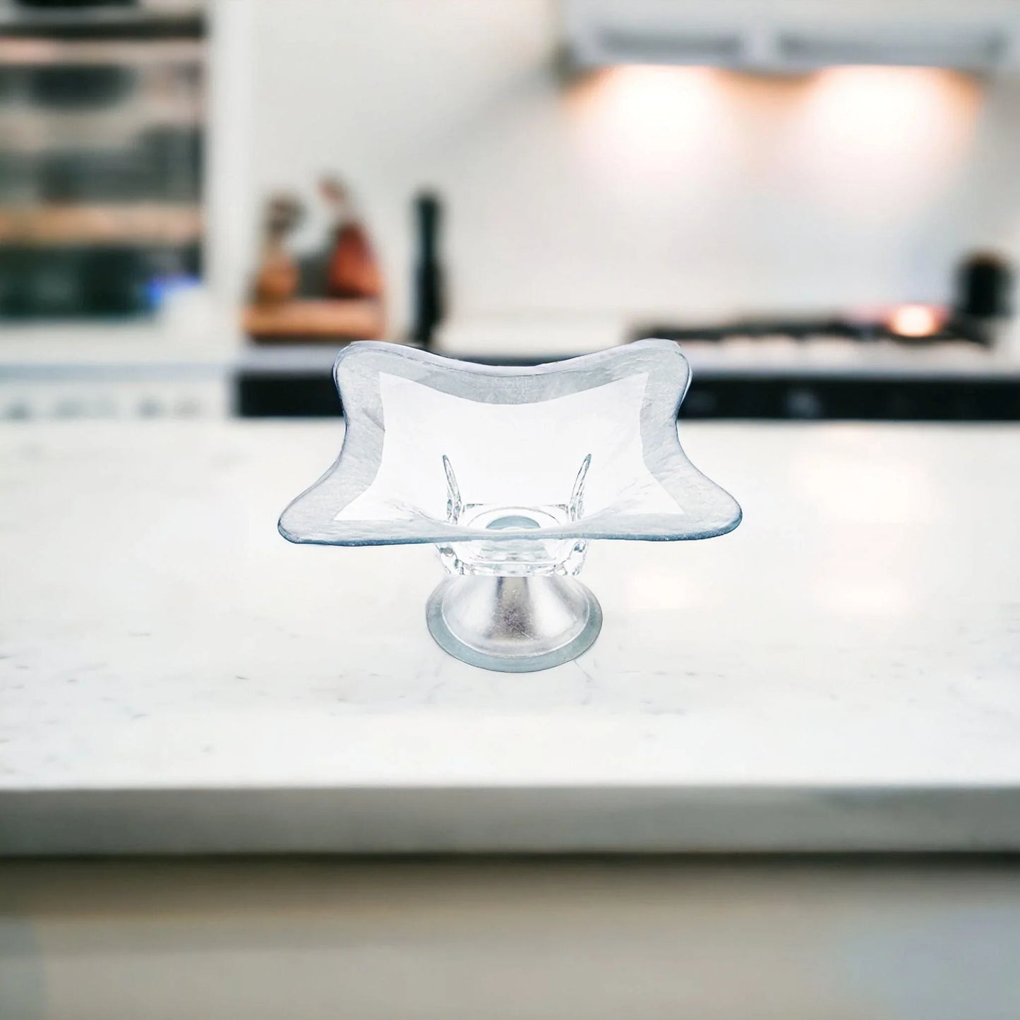 Decorative Pedestal Bowl with Genuine Silver Leaf Pattern - Nature Home Decor