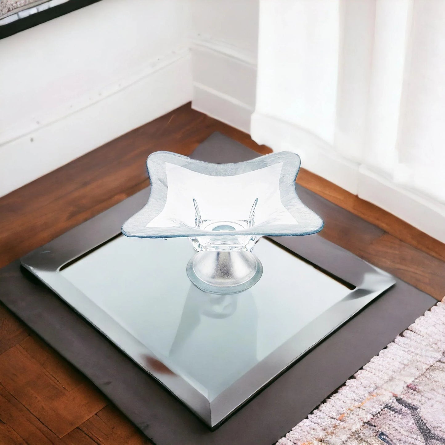 Decorative Pedestal Bowl with Genuine Silver Leaf Pattern - Nature Home Decor