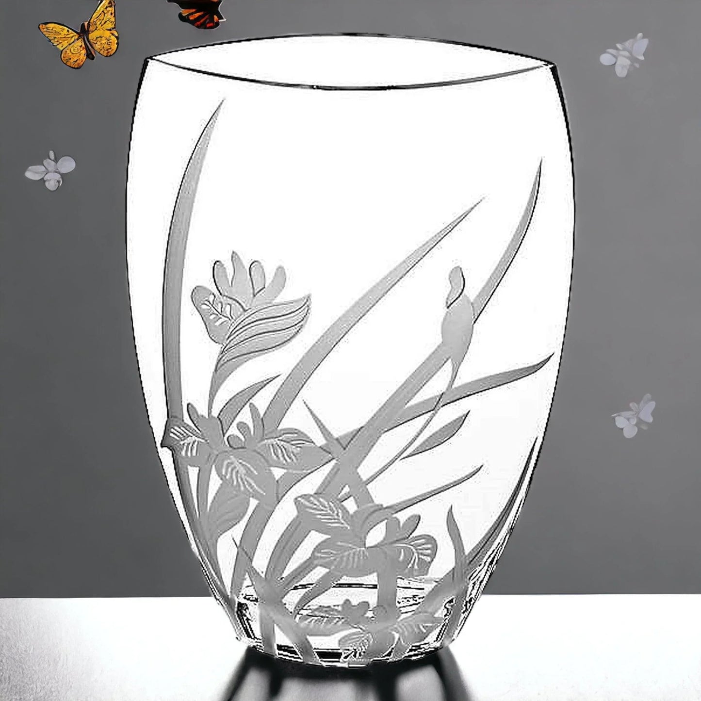 Decorative Vase - 12-inch Crystal Everglade Design - Nature Home Decor