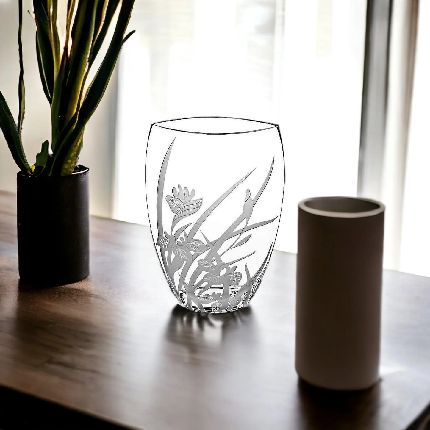Decorative Vase - 12-inch Crystal Everglade Design - Nature Home Decor