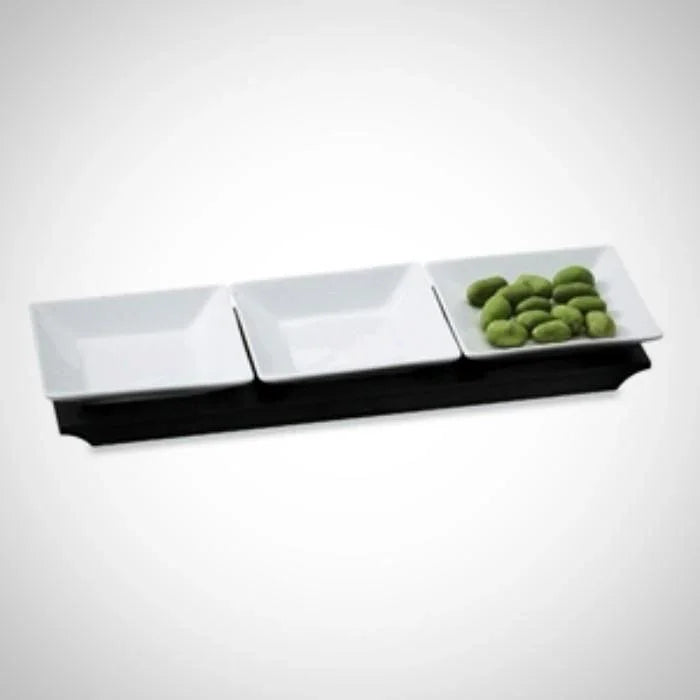 Dipping Bowl Set with Wooden Base | Set of Three Bowls - Nature Home Decor