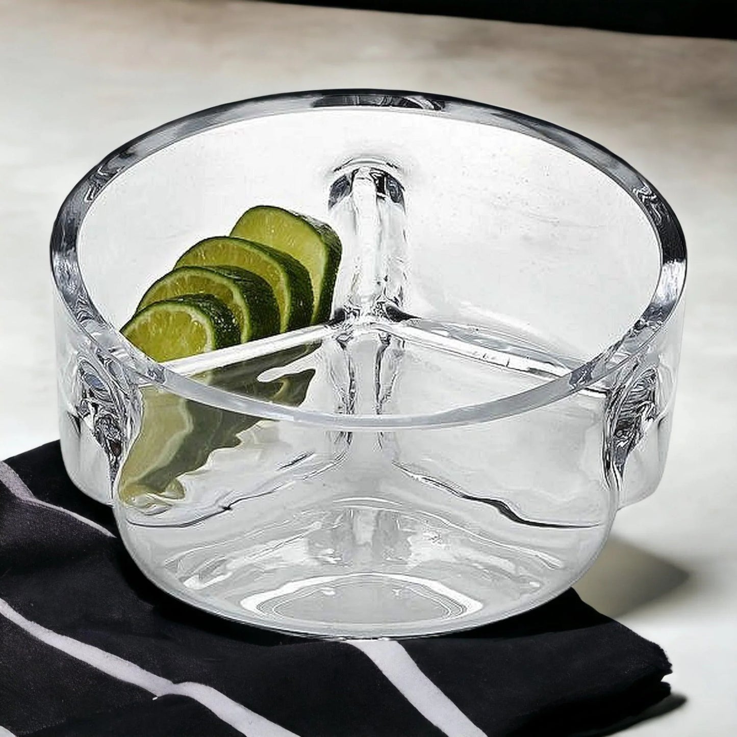 Divided Serving Bowl |Trista Crystal Three Section Serving Bowl - Nature Home Decor