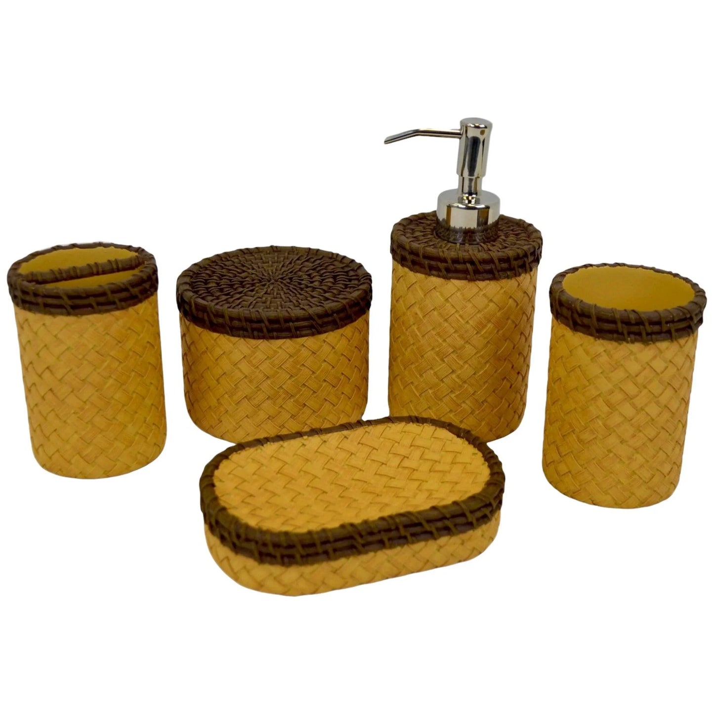Elegant Bathroom Accessories Set of Beige & Brown Color - Nature Home Decor