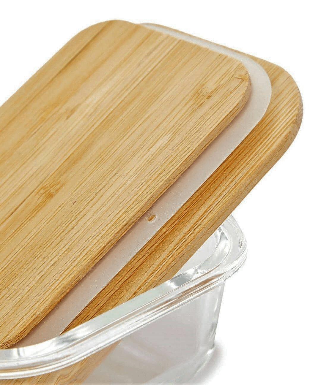 Food Storage Containers | Set of 4 Glass with Insulated Bamboo Covers - Nature Home Decor