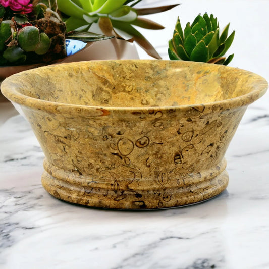 Fossil Stone 8.5-inch Modern Fruit Bowl - Nature Home Decor