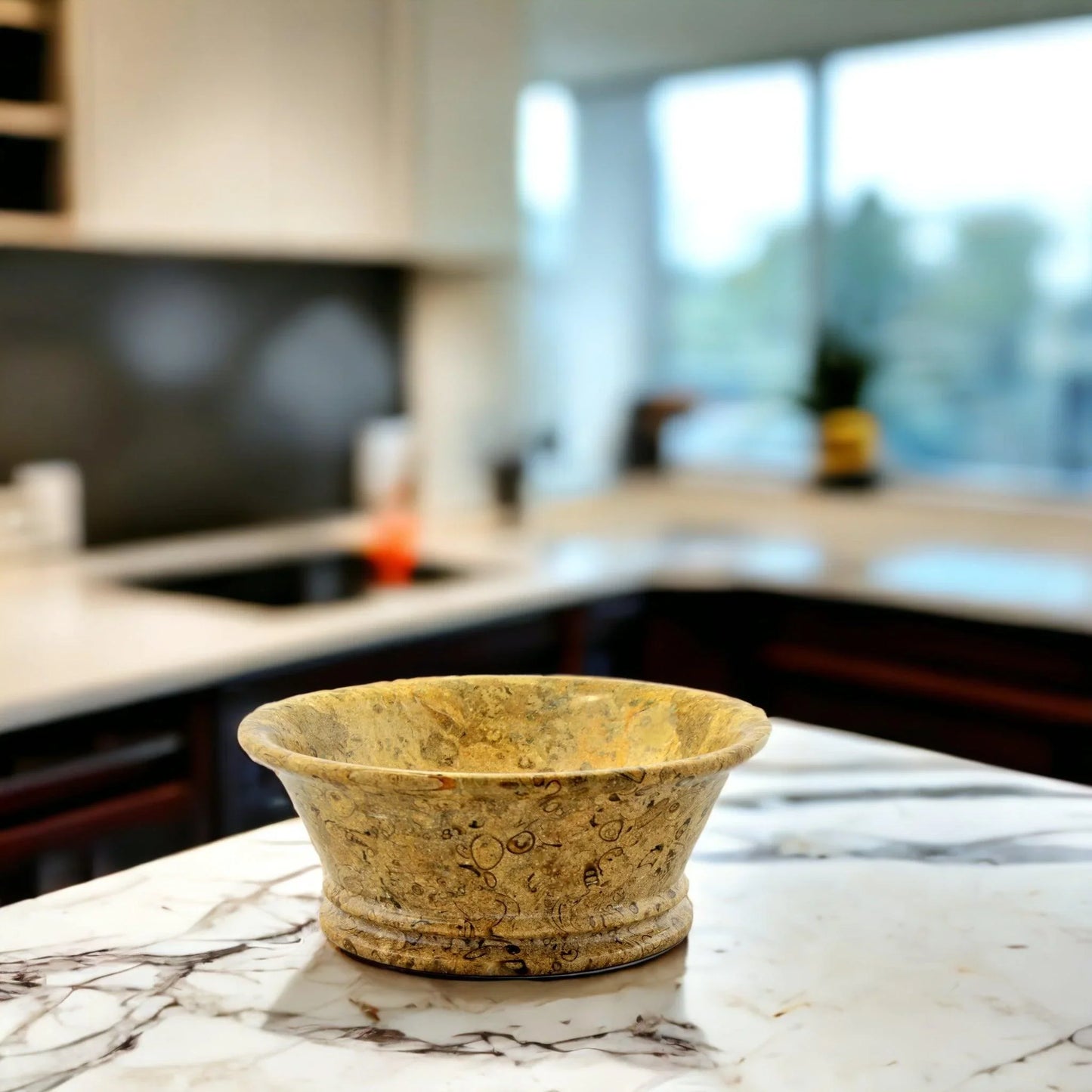 Fossil Stone 8.5-inch Modern Fruit Bowl - Nature Home Decor
