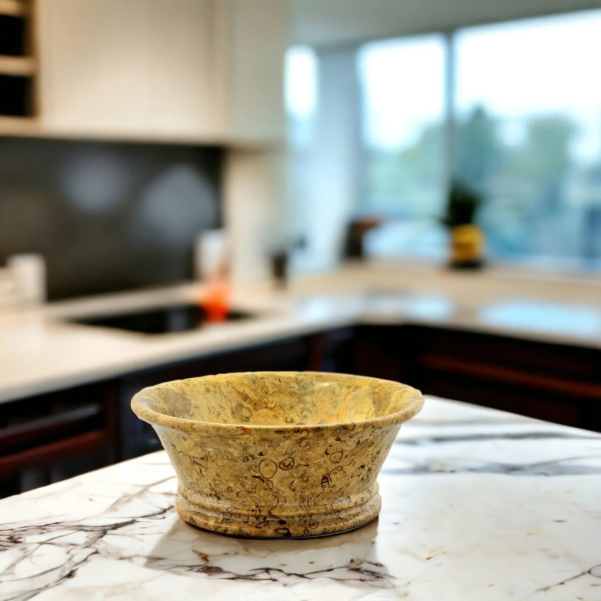 Fossil Stone 8.5-inch Modern Fruit Bowl - Nature Home Decor