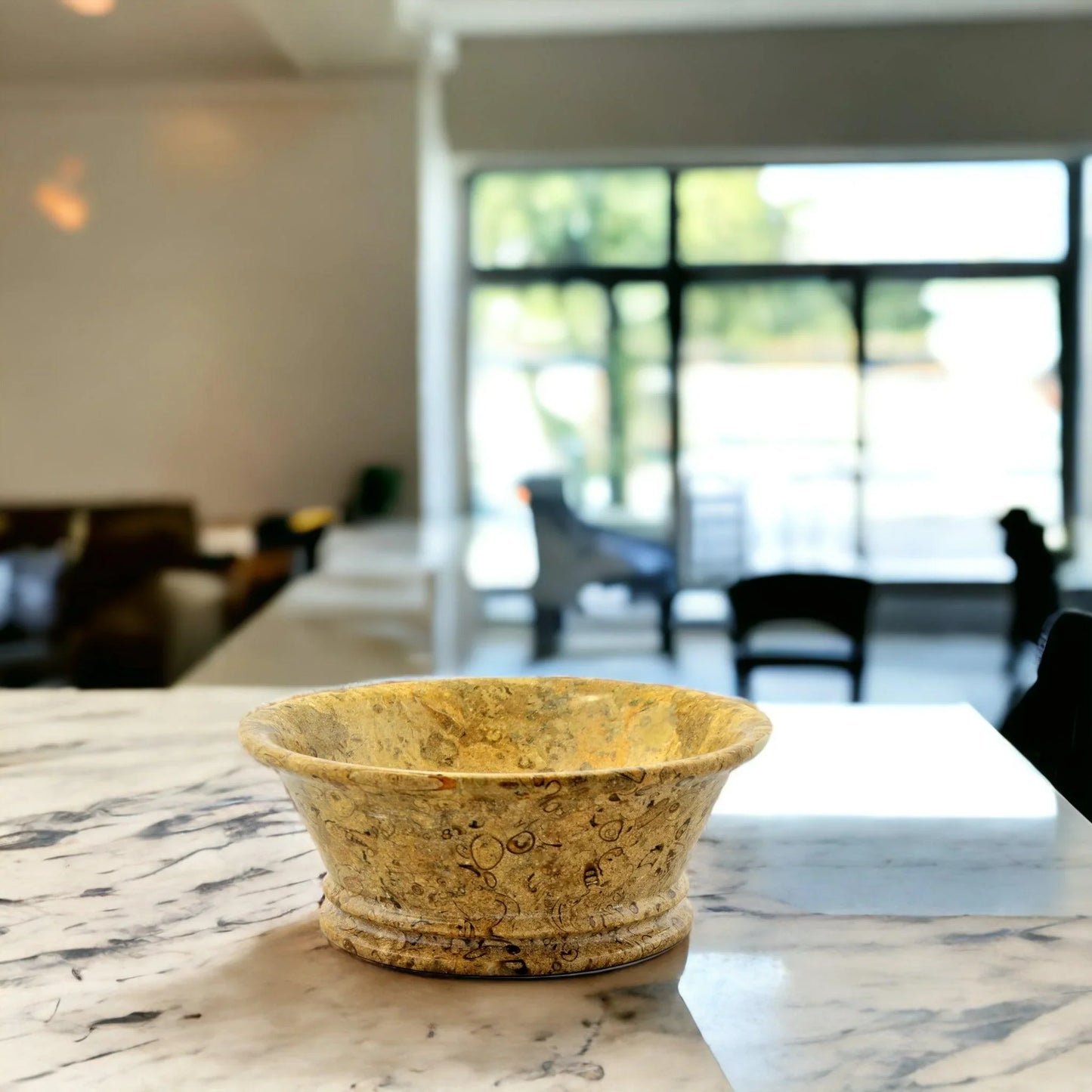 Fossil Stone 8.5-inch Modern Fruit Bowl - Nature Home Decor