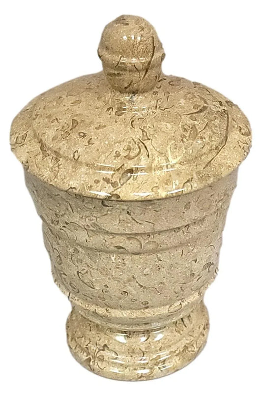 Fossil Stone Bathroom Canister | Cotton Ball Holder - Nature Home Decor