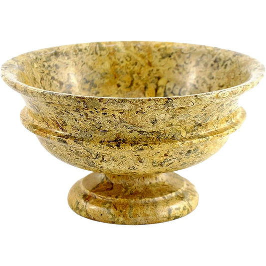 Fossil Stone Pedestal Fruit Bowl of Classic Design - Nature Home Decor