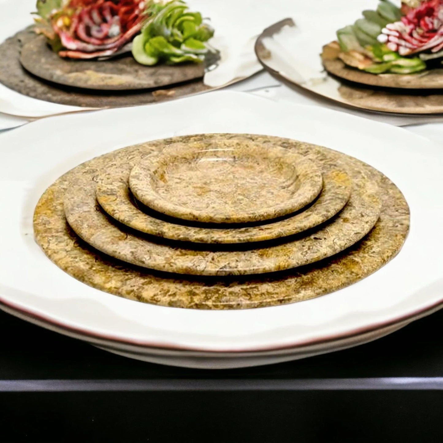 Fossil Stone Serving Plates | Set of 4 - Nature Home Decor